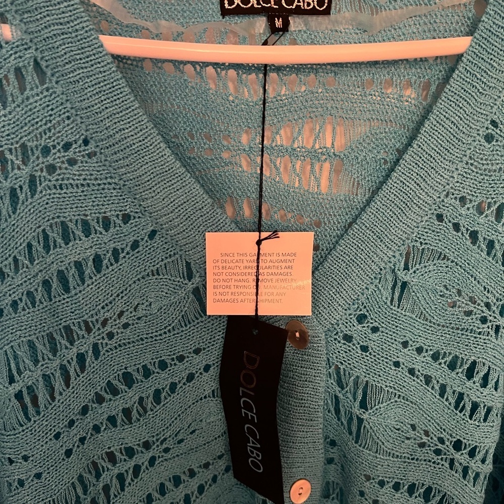 Dolce Cabo Blue Cardigan with Open Knit Design - Picture 4 of 5
